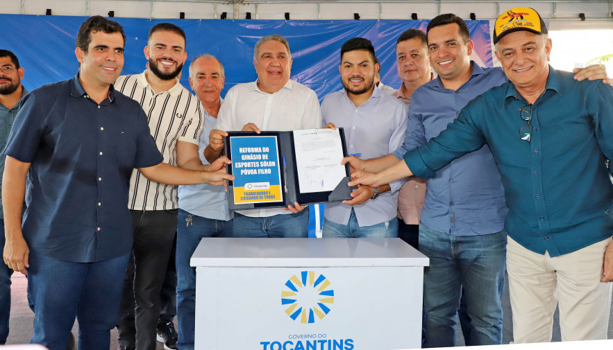 Governador em exercício, Laurez Moreira, assina ordem de serviço de R$ 1,6 milhão e autoriza início imediato na reforma do Ginásio Poliesportivo de Dianópolis